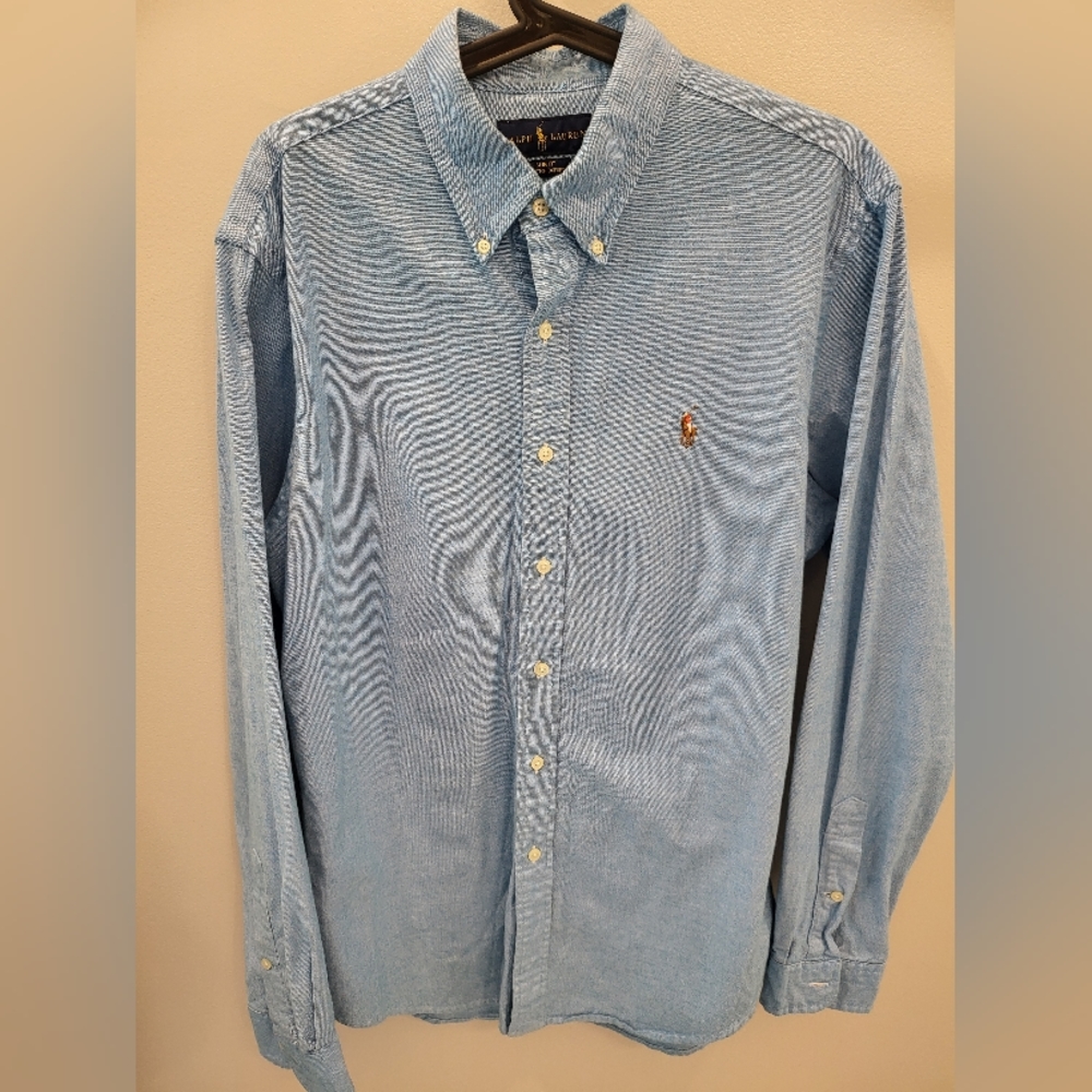 Long Sleeve Ralph Lauren Button Up Blue